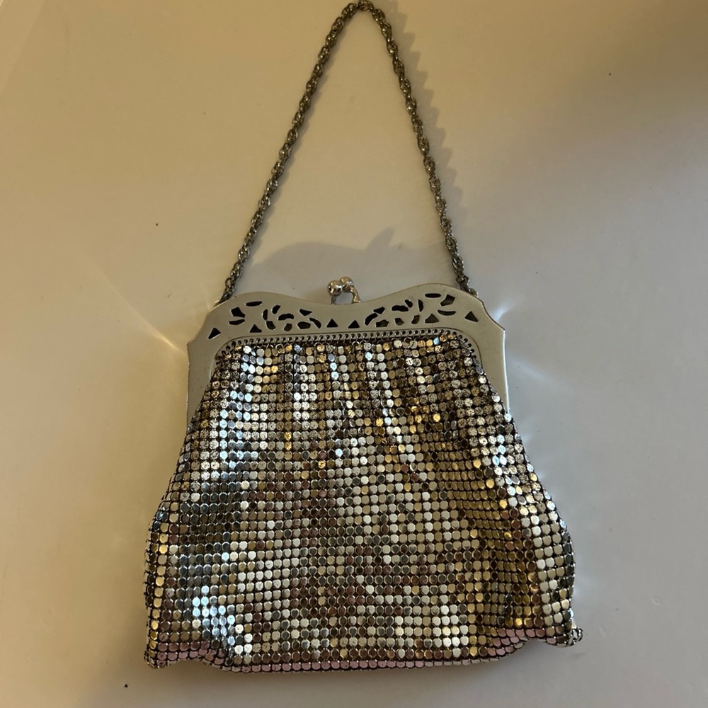 Vintage Whiting & Davis Silver Mesh Evening Bag – Art Deco Filigree Frame